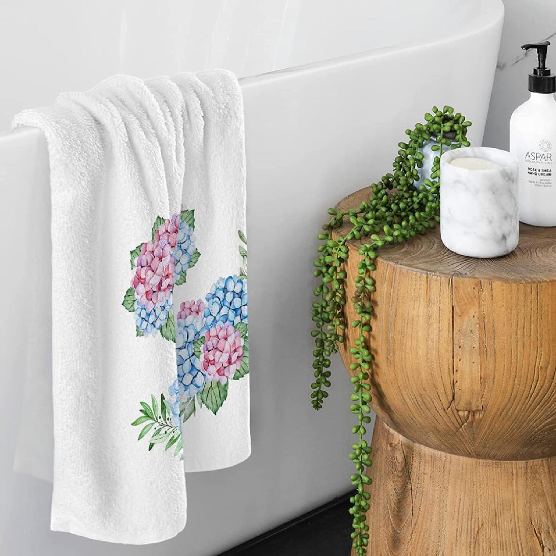 hydrangea bath towels