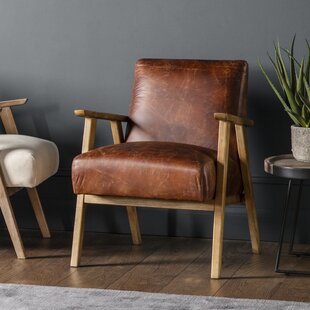 small brown leather accent chair