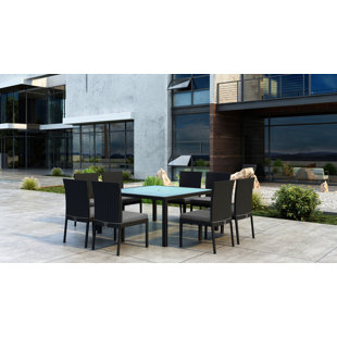 Go to store & view more images Glendale 9 Piece Dining Set with Sunbrella Cushion by Everly Quinn
