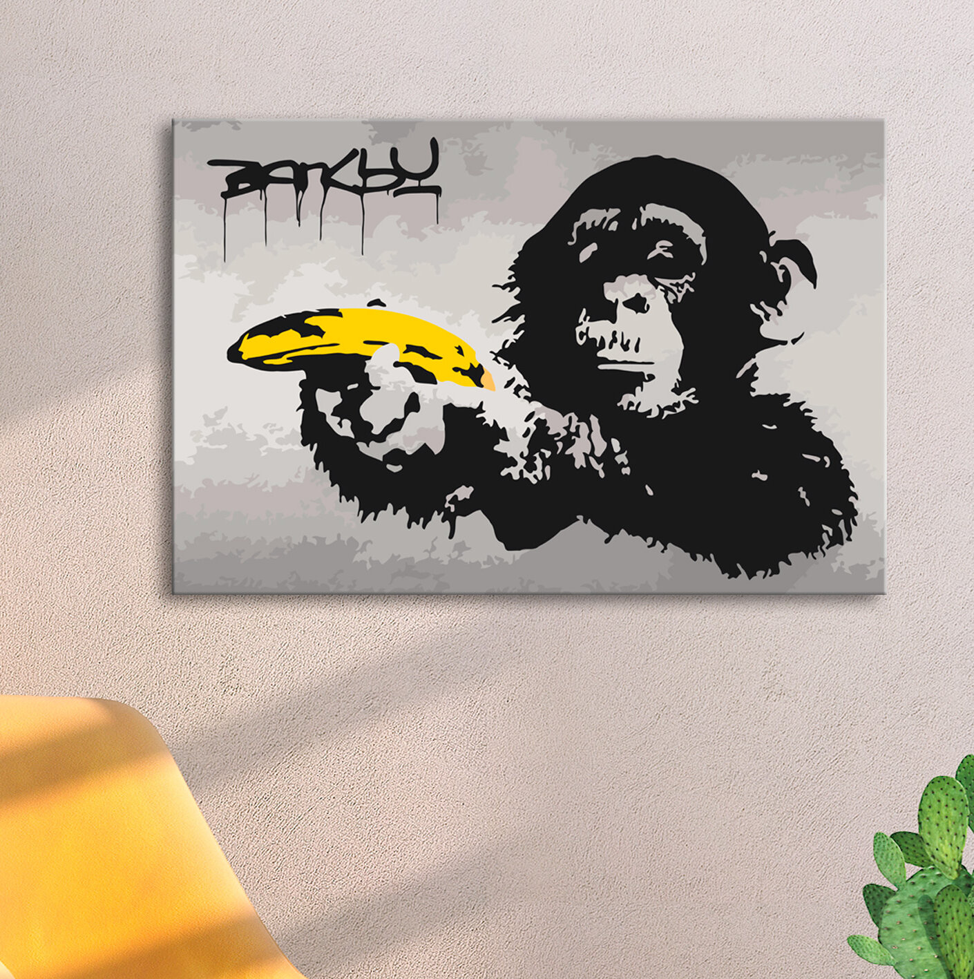17 Stories Diy Leinwandbild Set Affe Von Banksy Malen Nach Zahlen Wayfair De