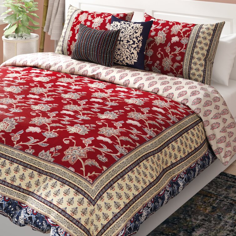 5 Pc Boho Reversible Quilt Set Colorful Bedroom Bed Decor Pillow Full Queen King
