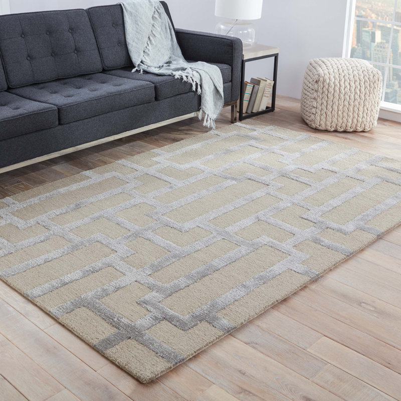 Willa Arlo Interiors Avery Geometric Handmade Tufted Taupe Silver Gray Area Rug Reviews Wayfair