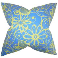 The Pillow Collection Efterpi Floral Saffron Down Filled Throw Pillow