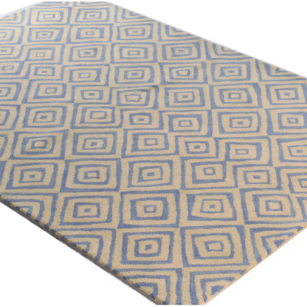 Trautman Handmade Wool Ivory Blue Area Rug & Reviews