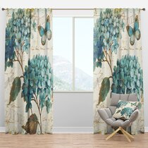 Toyfun Butterfly Flowers Print Semi-Blackout Curtains with Curtain Hooks Window Curtain Panels for Girls Room Bedroom 39 x 78 2 Panels 