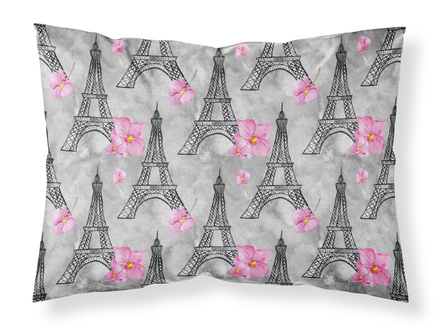 East Urban Home Watercolor Flowers Eiffel Tower Pillowcase