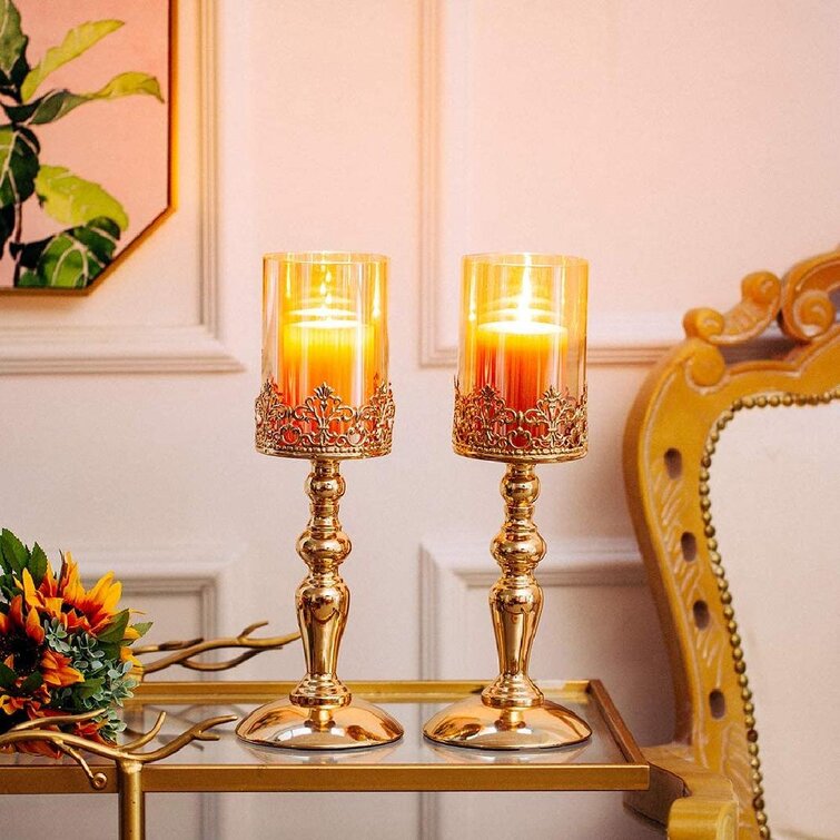 Crystal Candle Holders Candlesticks for Dining Room Wedding Table Centerpieces 