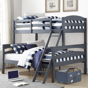 grey wooden bunk beds