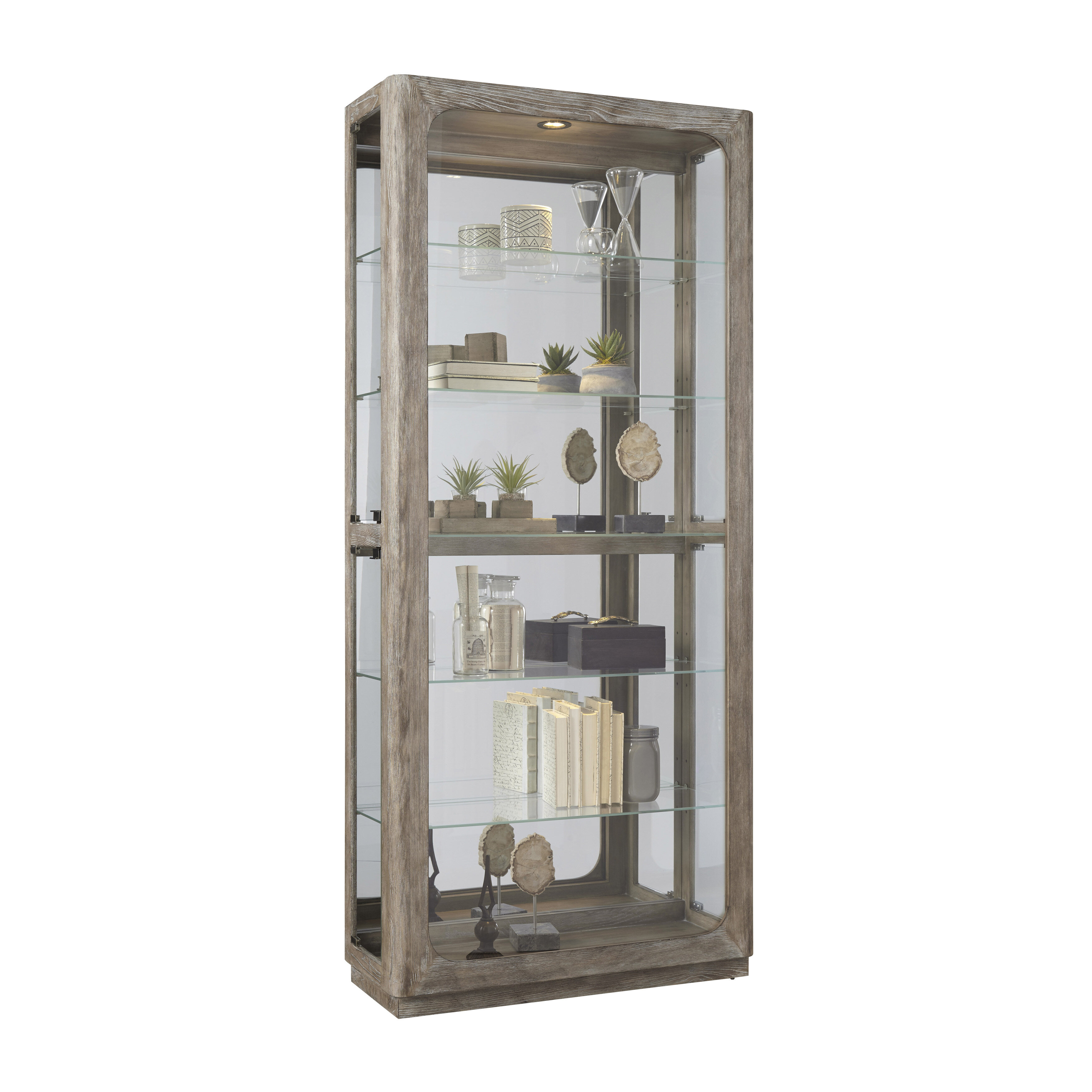 Fully Assembled HOME Corner Glass Door Display Cabinet Beech with 4 Moveable Glass Shelves /& Spotlight