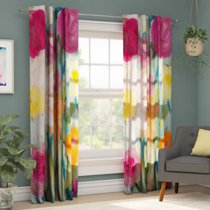 Oneill Carrie Schmitt's Earth at Daybreak Flowers Room Darkening Curtain Panels (Set of 2)