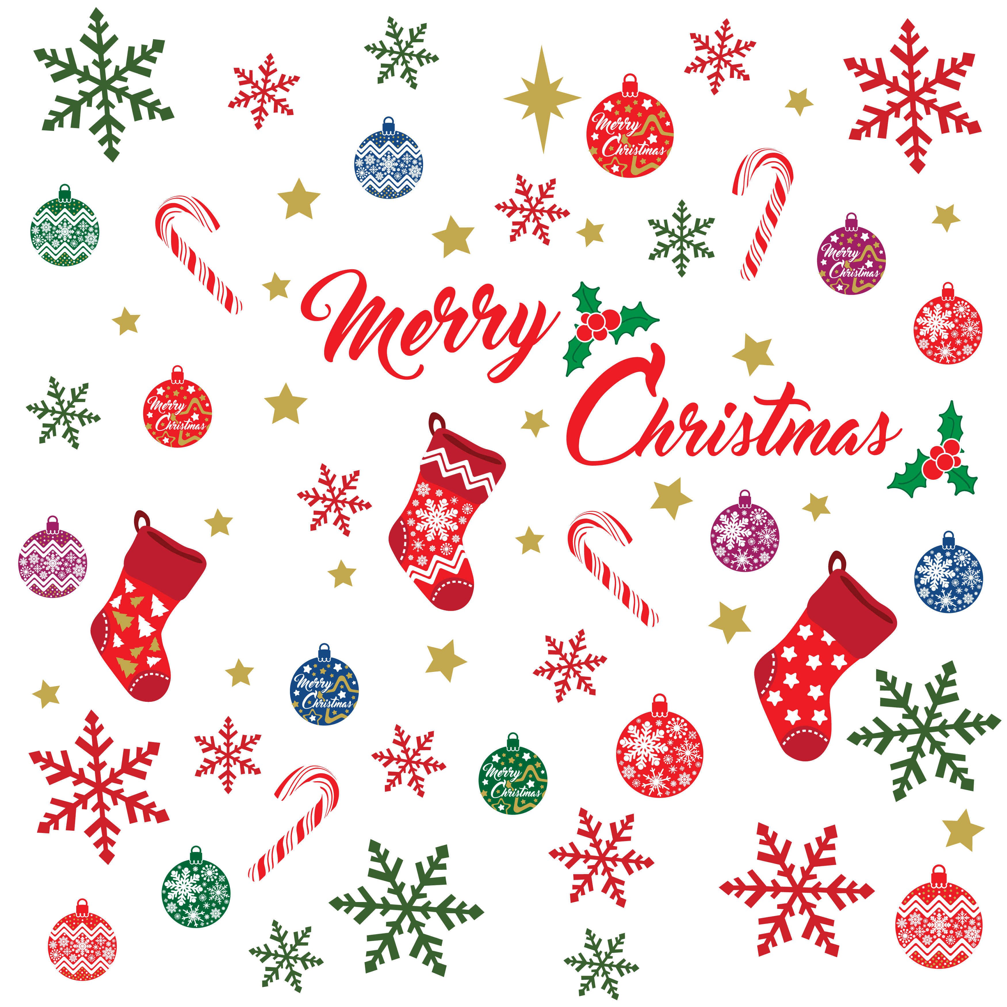 The Holiday Aisle 5876b1f0b39640189b93dfb93c7ae443 Merry Christmas And Colourful Snowflakes Ws3322 Ws3326 Wayfair