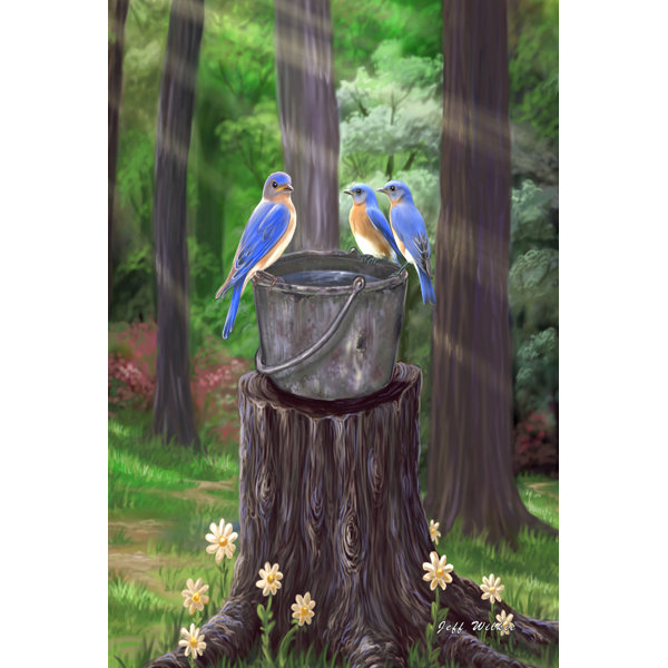 Toland Home Garden Birds On A Bucket 28 X 40 Inch House Flag Wayfair