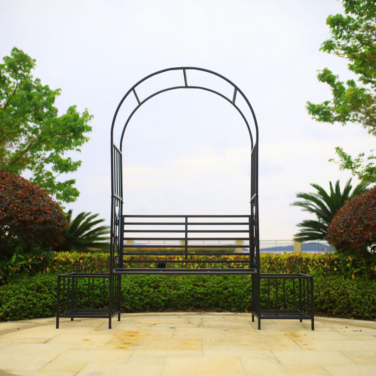 1 Go Steel Garden Arch With Seat And Plant Basket 6 9 High X 3 8 Wide Garden Arbor For Various Climbing Plant Outdoor Garden Lawn Backyard Wayfair 1 Go Steel Garden Arch With Seat And Plant Basket 6 9 High X 3 8 Wide Garden Arbor For Various Climbing Plant Outdoor Garden Lawn Backyard Wayfair