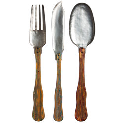 Wood Metal Wall Decor laurel foundry modern farmhouse 3 piece knife, fork and spoon Wood Metal Wall Decor laurel foundry modern farmhouse 3 piece knife, fork and spoon