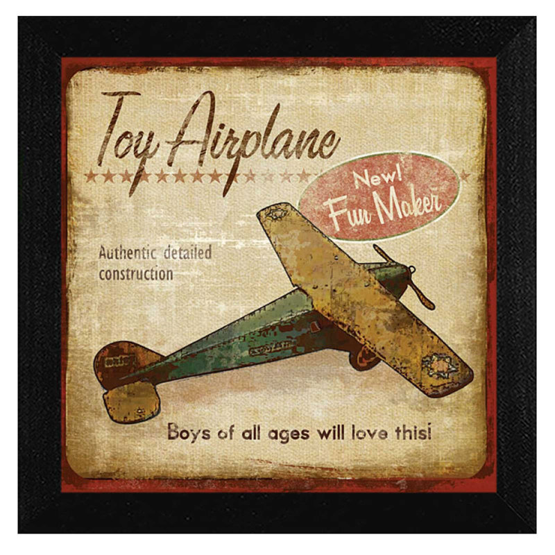 Trendy Decor 4u Toy Airplane Framed Vintage Advertisement On