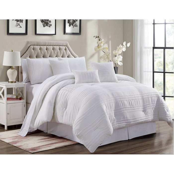 white pleated comforter set
