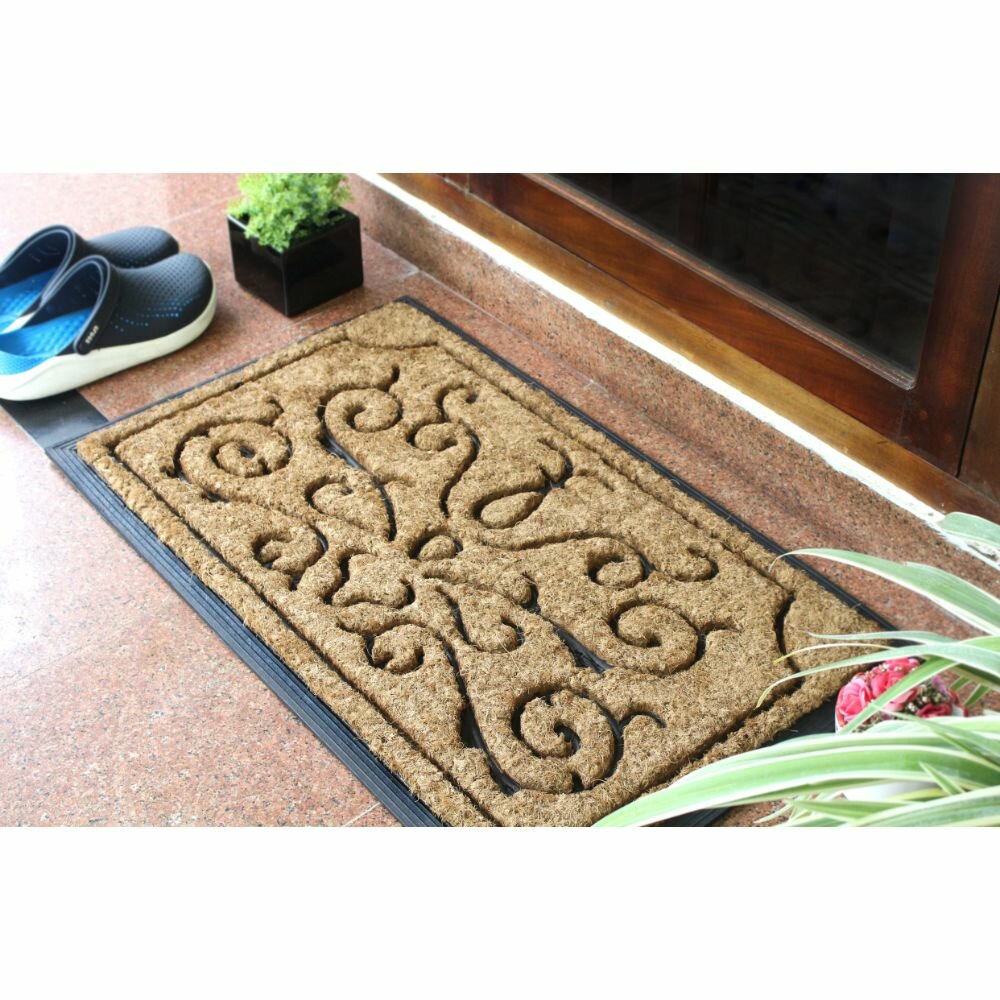 Shryock Lotus Rubber Coir 30 In X 18 In Non Slip Outdoor Door Mat