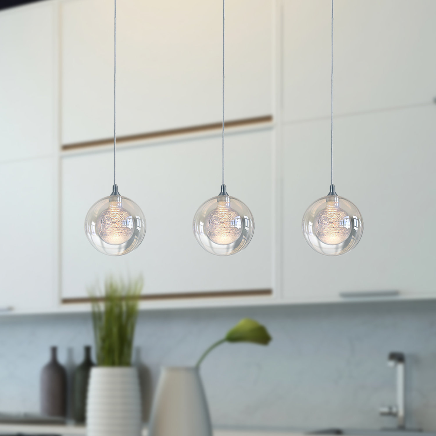 Orren Ellis Riverdale 3 Light Kitchen Island Linear Led Pendant Orren Ellis Riverdale 3 Light Kitchen