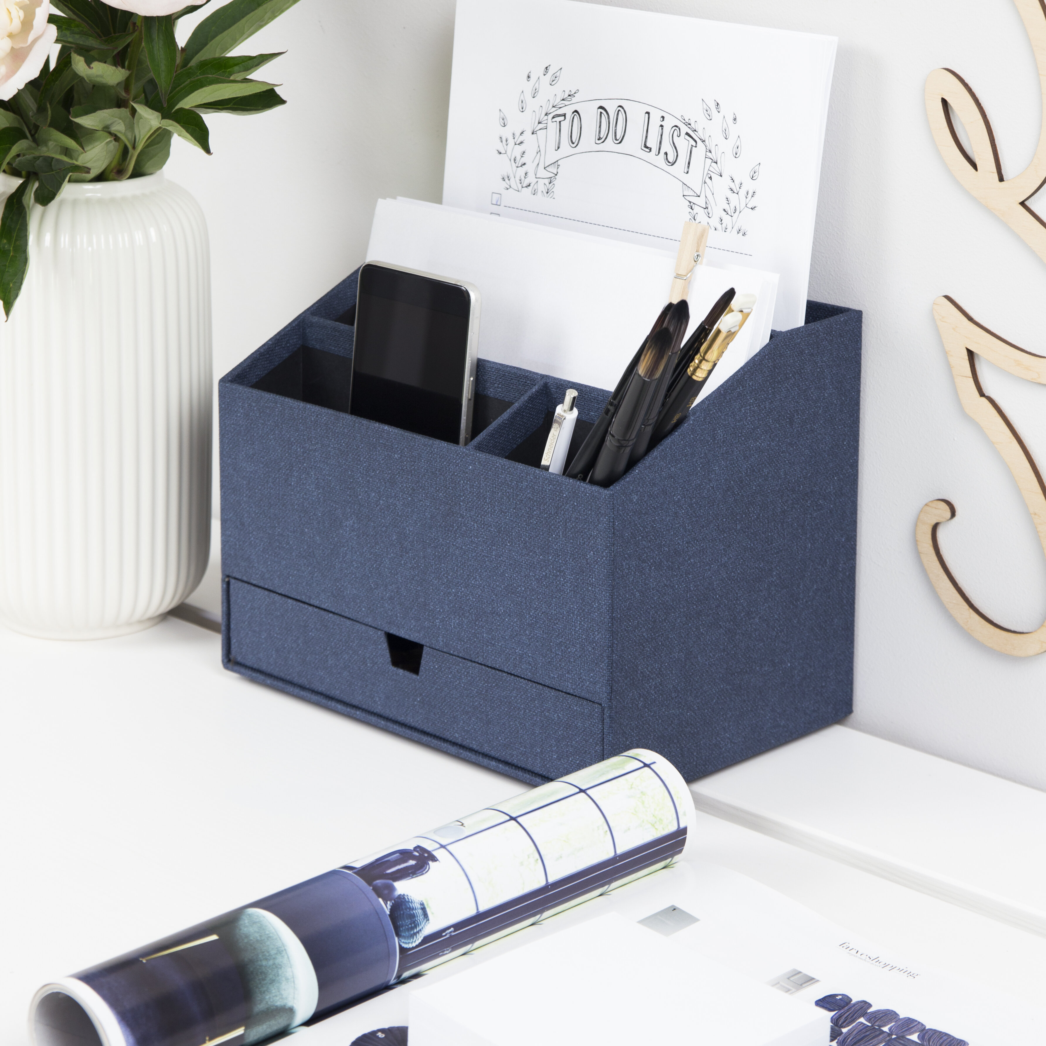 Blue Office Supplies Desk Organizer Holds Everything You Need Desktop Organizer/Office Organizer Perfect Size for Your Desk Mesh Desk Organizer Keeps All Your Office Supplies in one Place 
