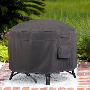 36" Round Fire Pit Table Cover 210D Fabric Coating Patio Outdoor Cover Black” 