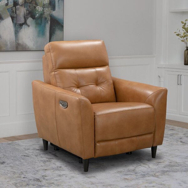 camel colored leather recliner