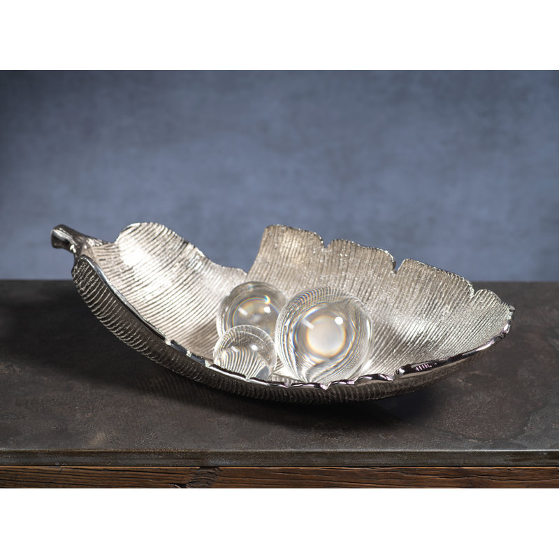 Bayou Breeze Hanes Long Banana Leaf Metal Decorative Bowl