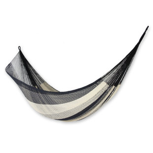 Go to store & view more images Trinity Portable Double Person Striped Midnight Riviera Hand-Woven Artists of the Yucatan Nylon with Hanging Accessories Included Indoor And Outdoor Hammock by Freeport Park