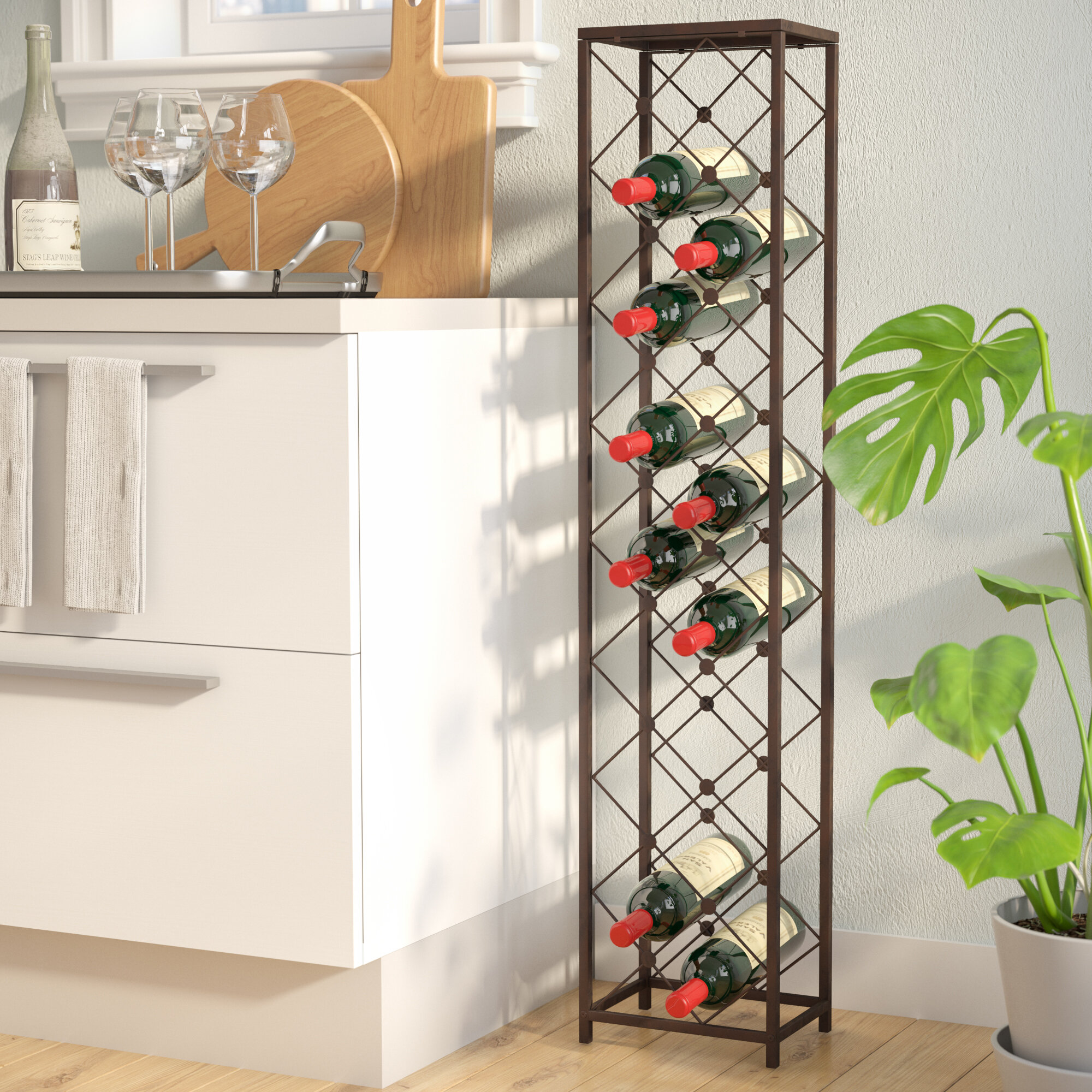 SODIAL Creative Geometric Wine Rack Metal Simple Household Grape Wine Rack Restaurant Living Room Bar Wine Cabinet Wine Display