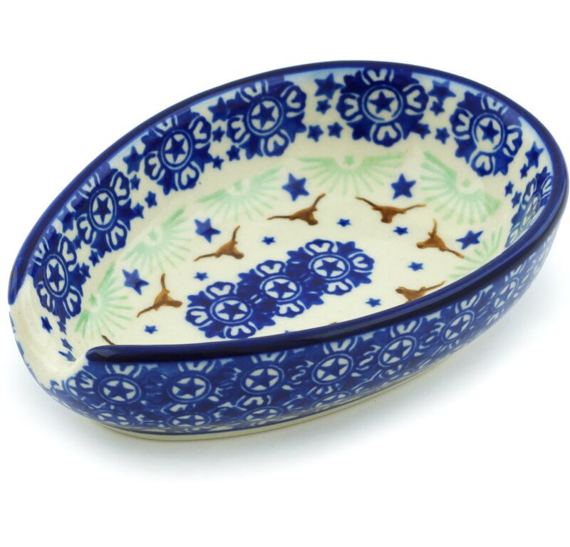 Beautiful blue with brown ceramic spoon rest