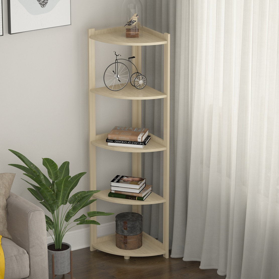 Ebern Designs 5 Tier Corner Shelf Industrial Corner Bookcase Small Display Rack Wayfair