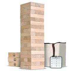 Large Tower Wooden Stacking Outdoor Games for Adults and Family Yard Lawn Blocks Games Includes Rules and Carrying Bag-54 Pcs Premium Wood 