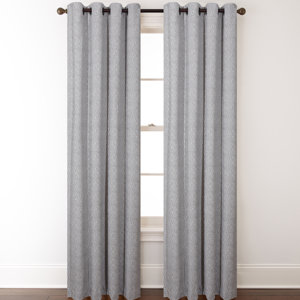 Fuller Striped Semi-Sheer Grommet Single Curtain Panel (Set of 2)