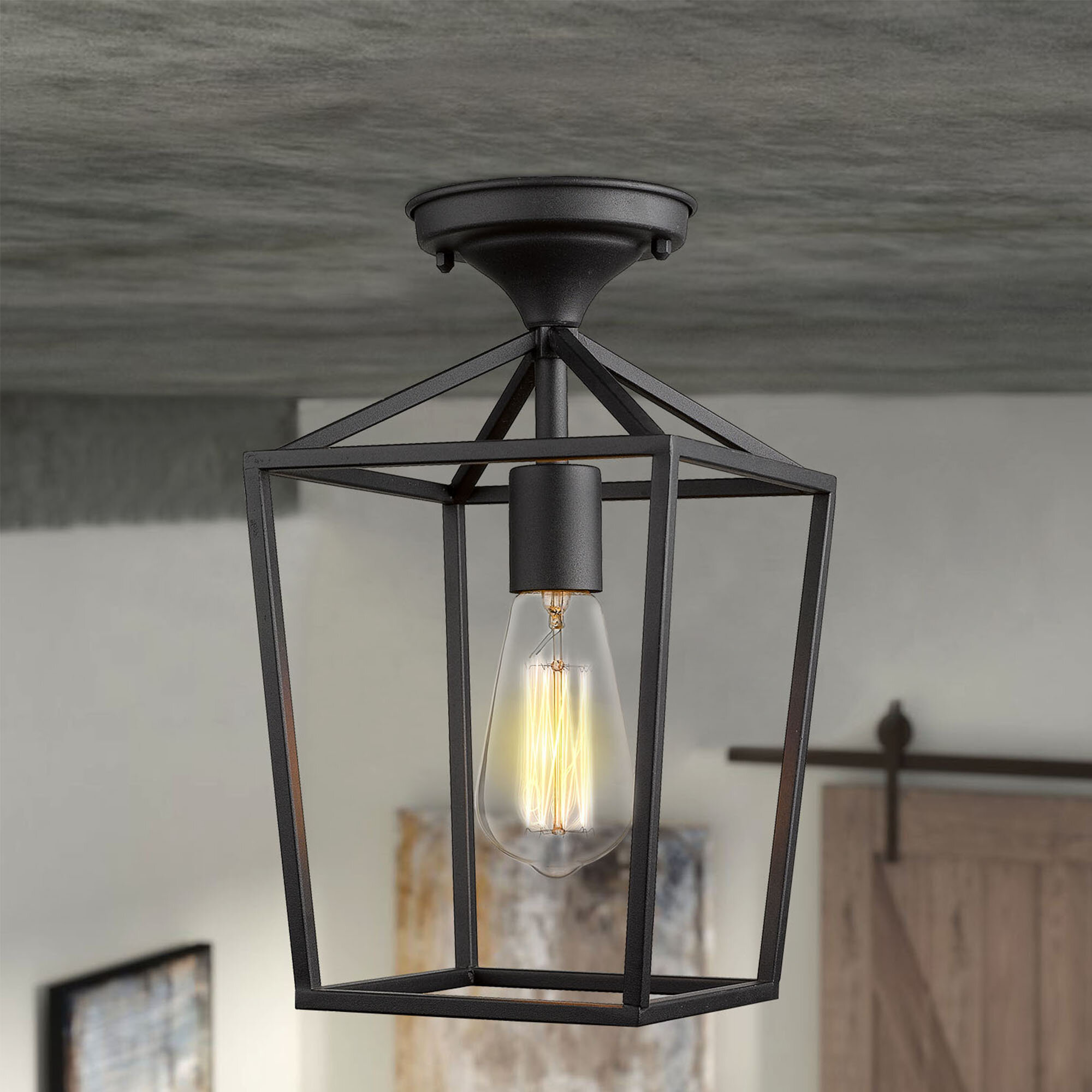 semi flush cage ceiling light