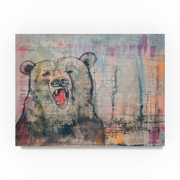 Trademark Art Big Bear Head Acrylic Painting Print On Wrapped