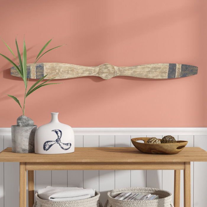 Beachcrest Home Decorative Beige Blue Wood Airplane Propeller