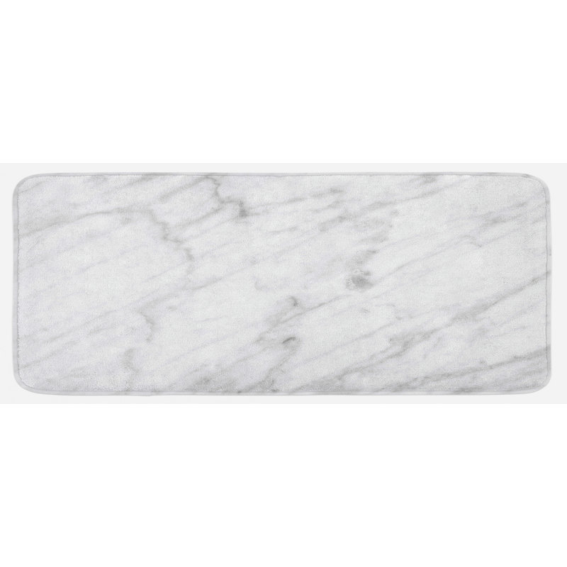 East Urban Home Carrara Marble Tile Surface Organic Style Granite Model Modern Design Dust Grey White Kitchen Mat Wayfair