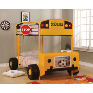 Gerry School Bus Twin over Twin Bunk Bed by Zoomie Kids
