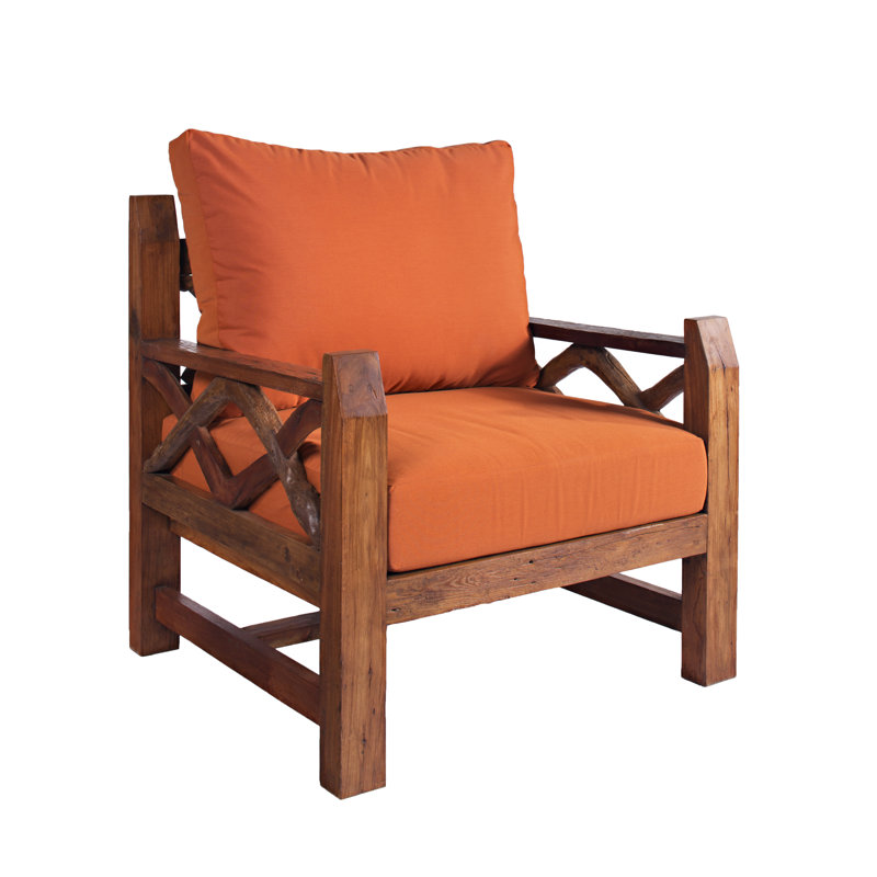Loon Peak Jovanni Outdoor Teak Patio Chair With Sunbrella Cushions Wayfair
