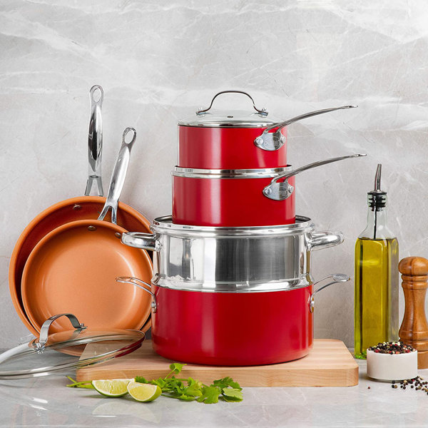 >Gotham Steel Original Copper 10 Piece Ceramic Non Stick Cookware Set Reviews Wayfair