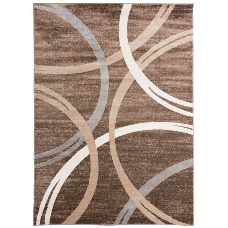 Ebern Designs Devonshire Circles Design Brown Area Rug Reviews Ebern Designs Devonshire Circles Design