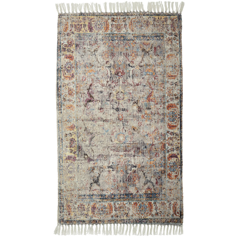 ShabbyChic Cameron Fringed HandKnotted Gray Area Rug Wayfair