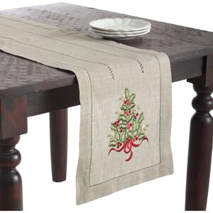 Christmas Tree Design Embroidered Runner