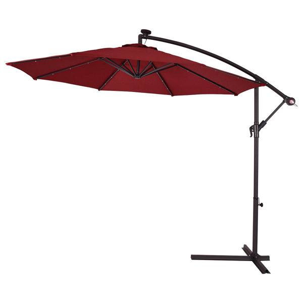 Freeport Park 10 Patio Hanging Solar Led Umbrella Sun Shade Burgundy Wayfair Ca