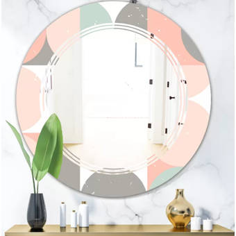 East Urban Home Marbled Geode 2 Leaves Coastal Frameless Wall Mirror