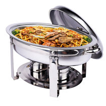 42 x 34 x 30cm 3.5L Stainless Steel Round Chafing Dish with Cover Alcohol Furnace for Buffet Catering 