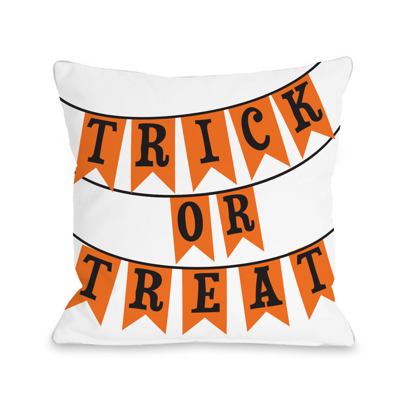 One Bella Casa Trick Or Treat Banners Throw Pillow Reviews Wayfair