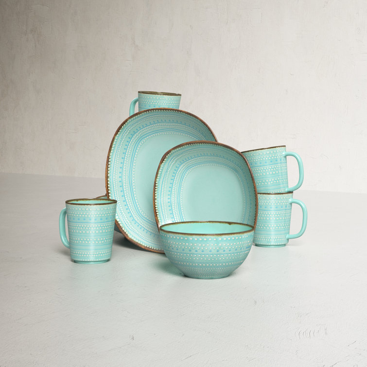 teal dish sets
