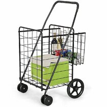 8 Wheels Folding Rolling Shopping Cart Trolley Grocery Basket with Free Bag&Rope 