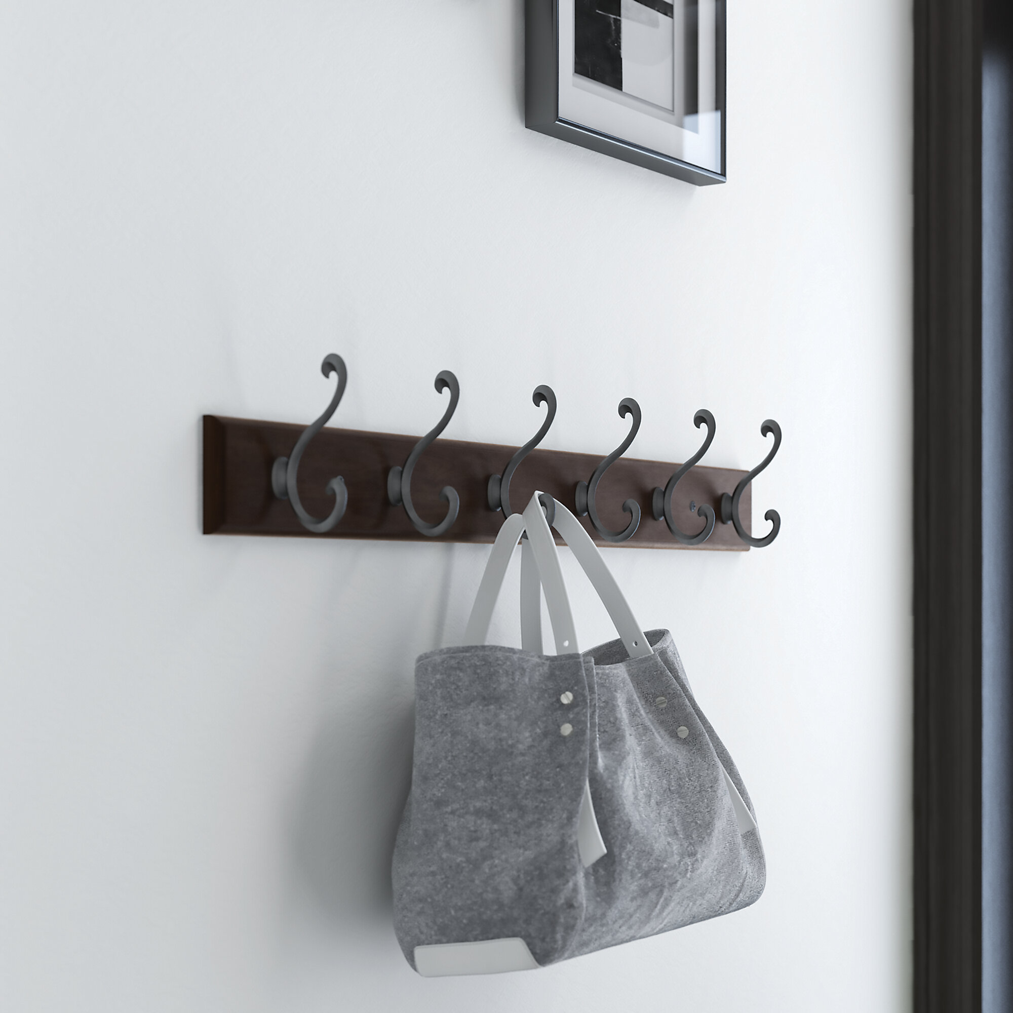 black hat and coat hooks