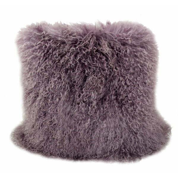 Mongolian Lamb Pillow Purple Sheepskin Fur cushion New made in  USA